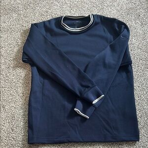 Nike Blue Long Sleeve Thick Material Shirt with Striped Trim